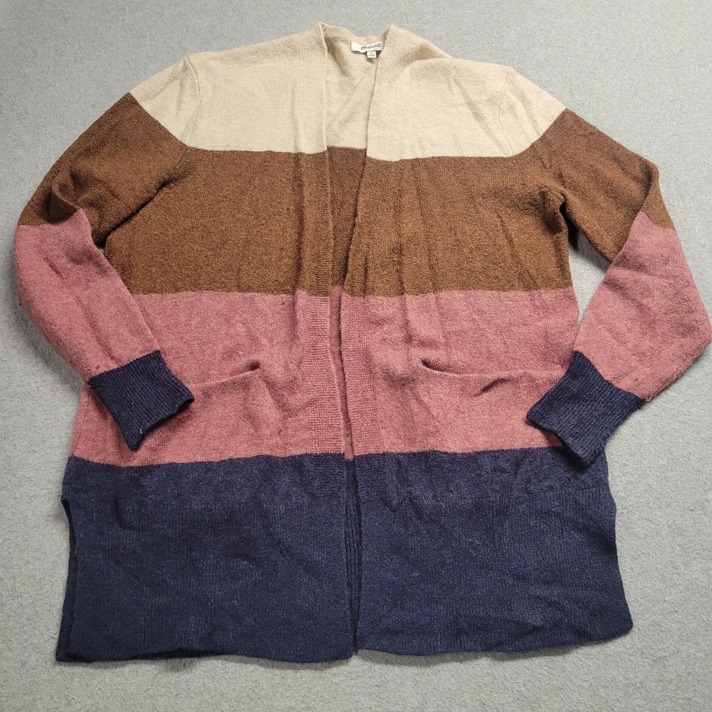 Madewell Kent Striped Cardigan Sweater in Coziest Yarn Colorblock Alpaca Blend S - Picture 2 of 8